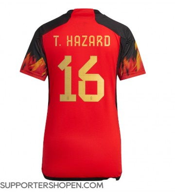 Belgien Thorgan Hazard #16 Hemma Matchtröja Dam VM 2022 Kortärmad